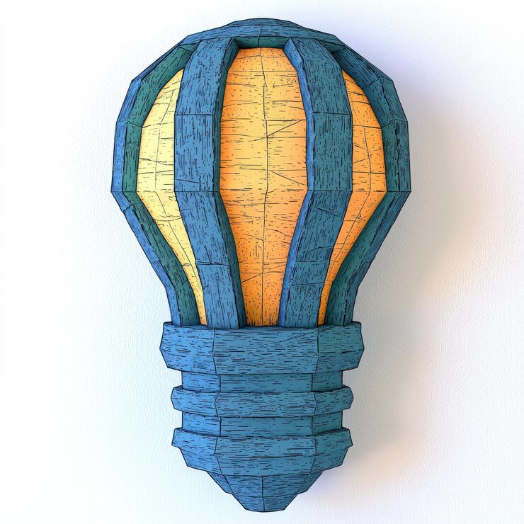 PSD 3d papercraft lightbulb illustration