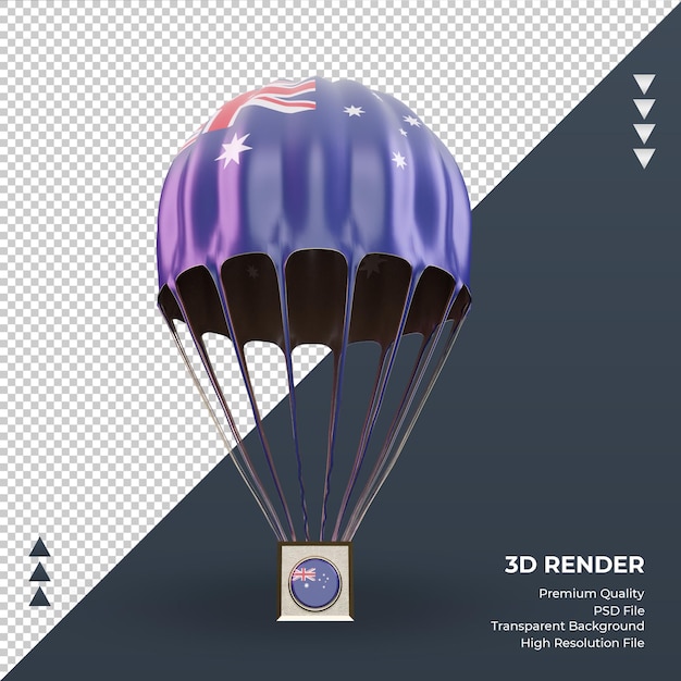 PSD 3d parachute australia flag rendering front view