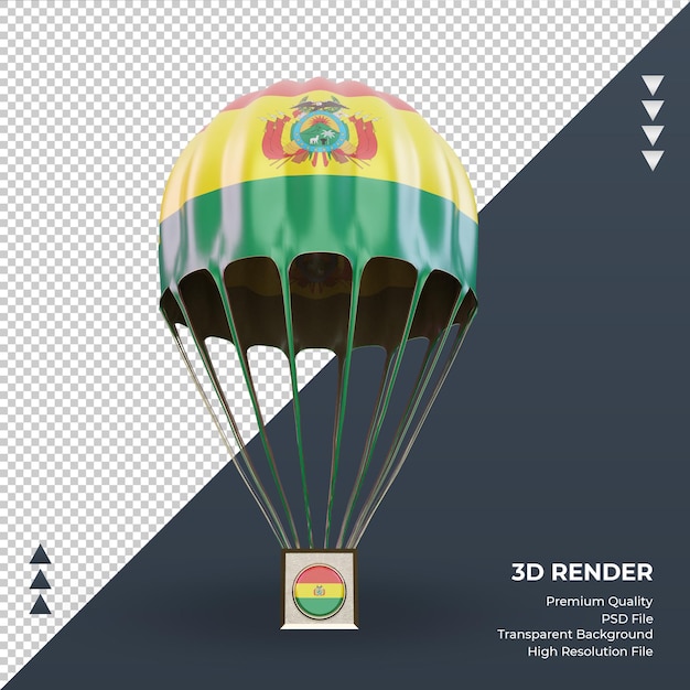 PSD 3d parachute bolivia flag rendering front view