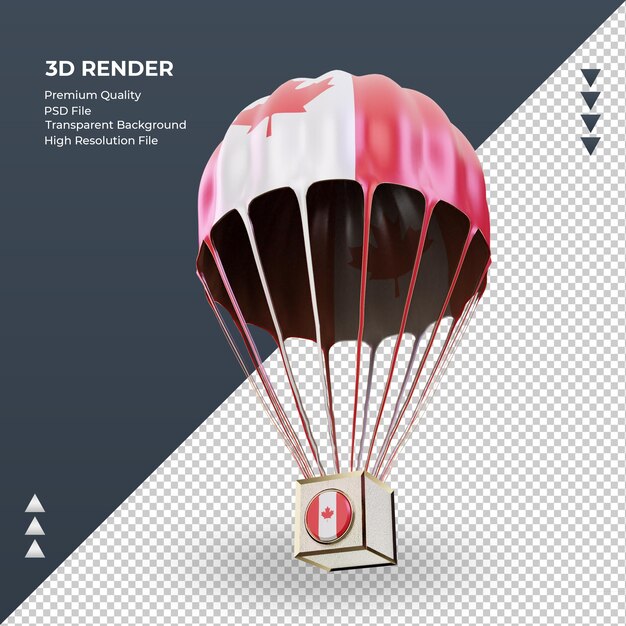 3d parachute canada flag rendering right view