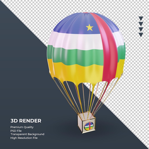 3d parachute central african republic flag rendering left view