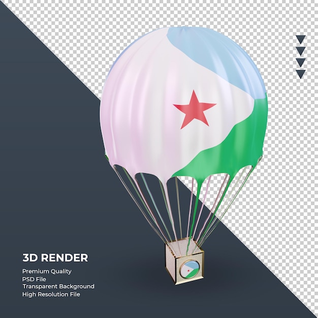 3d parachute djibouti flag rendering left view