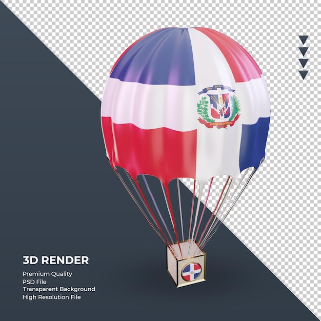 3d-parachute dominicaanse republiek vlag rendering linker weergave