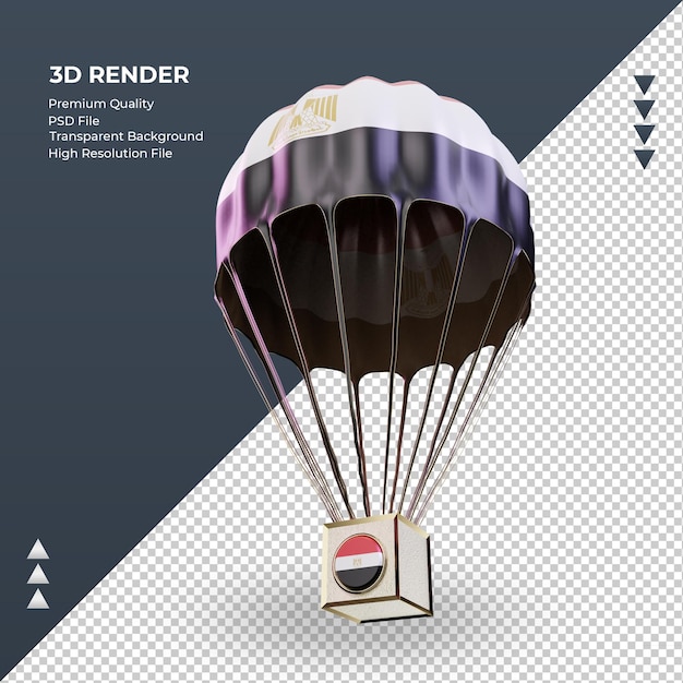PSD 3d parachute egypt flag rendering right view