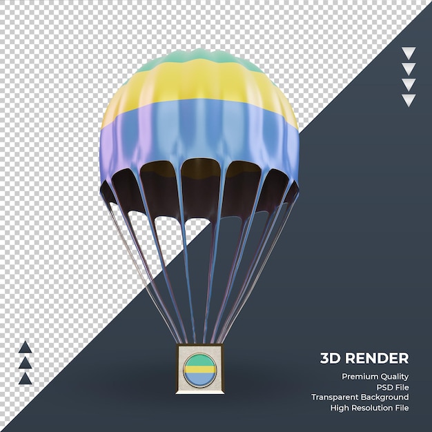 PSD 3d parachute gabon vlag rendering vooraanzicht