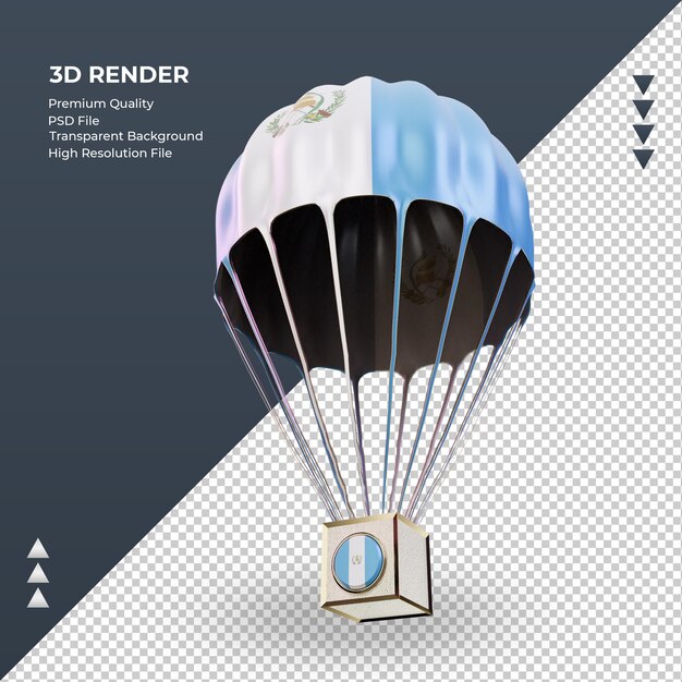 3d parachute guatemala flag rendering right view