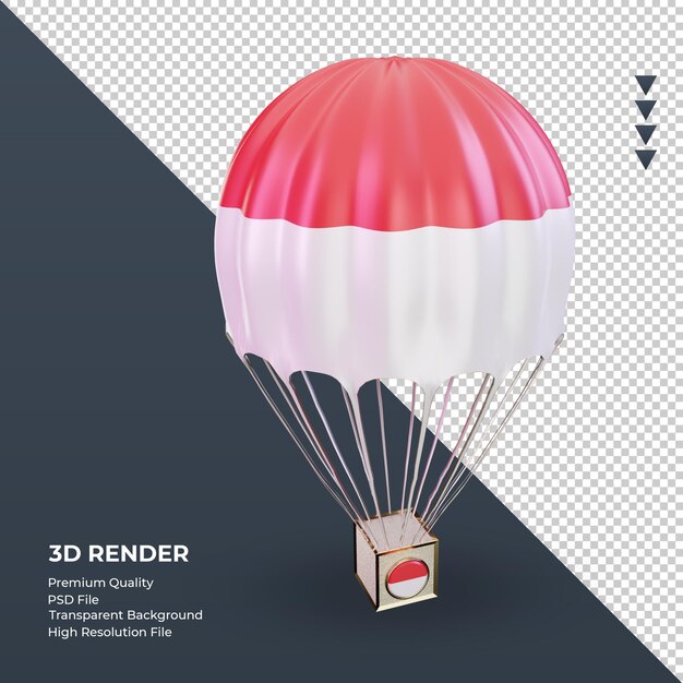 3d parachute indonesia flag rendering left view