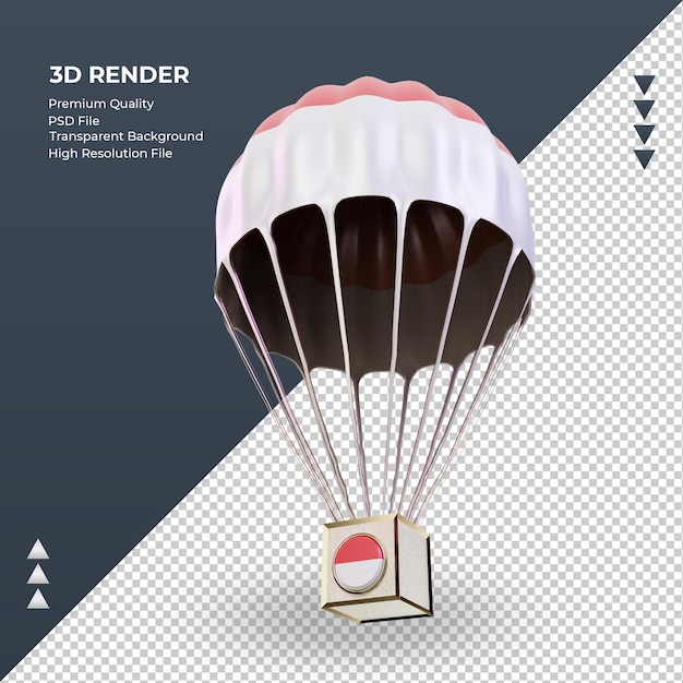 PSD 3d parachute indonesia flag rendering right view