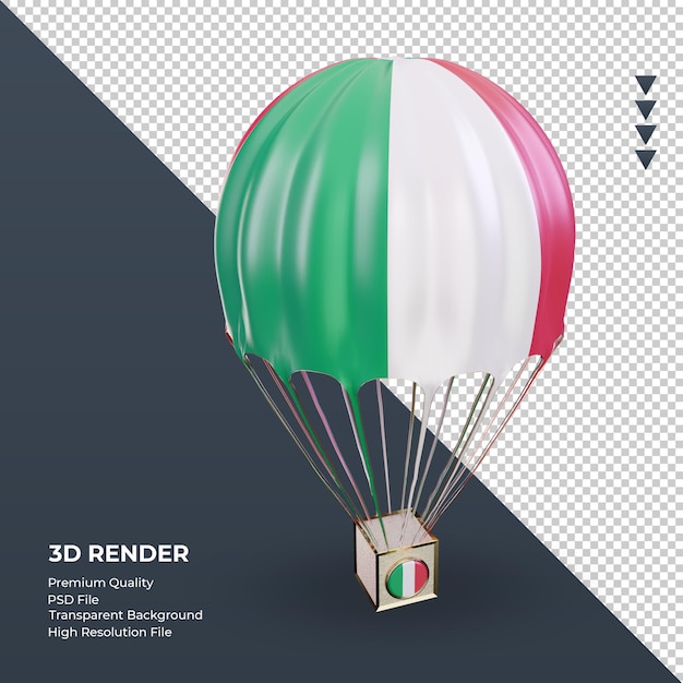 PSD 3d parachute italy flag rendering left view