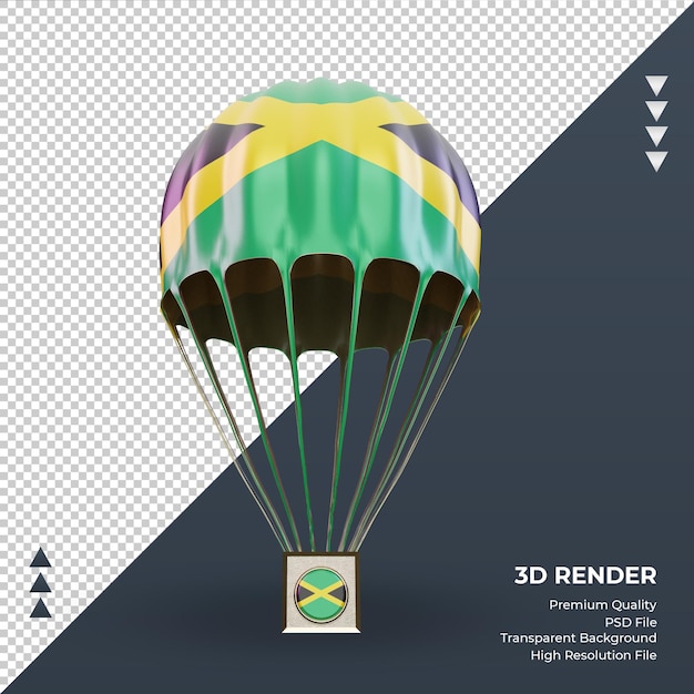 PSD 3d parachute jamaica flag rendering front view