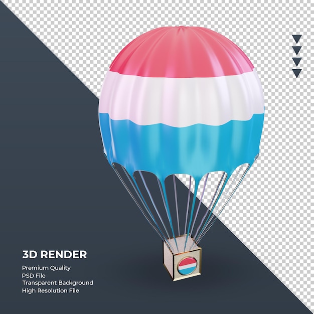 PSD 3d parachute luxembourg flag rendering left view