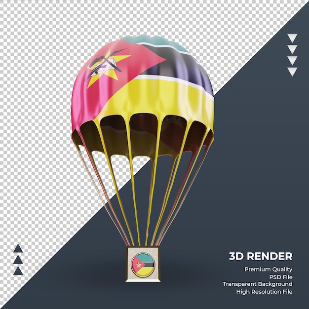 正面図をレンダリングする3dパラシュートモザンビークの旗