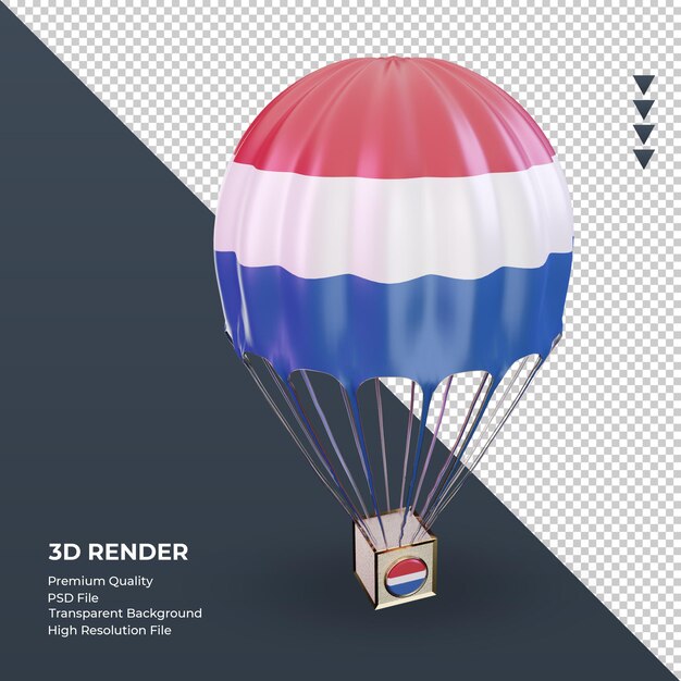 3d parachute netherlands flag rendering left view