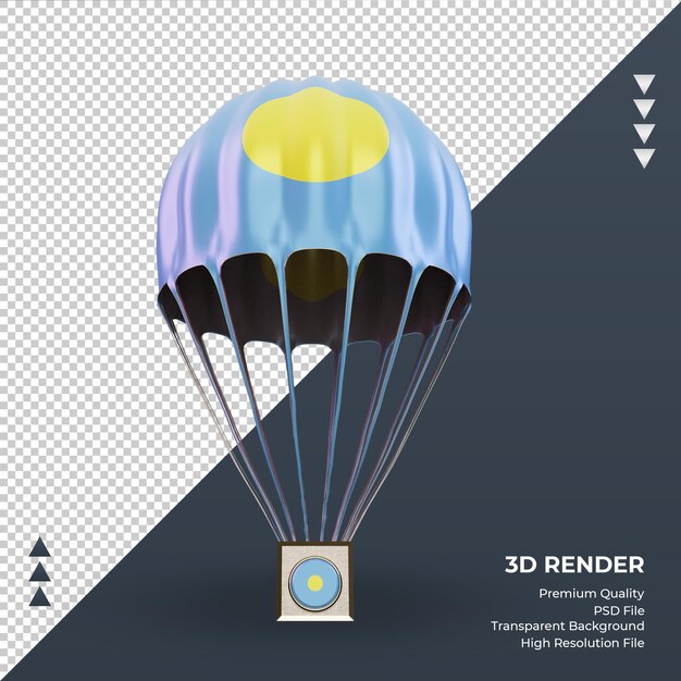 正面図をレンダリングする3dパラシュートパラオの旗