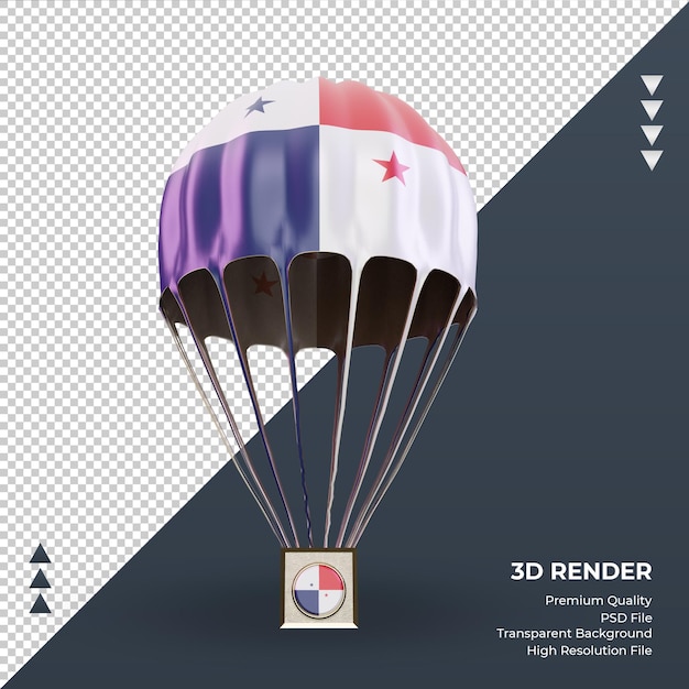 3d parachute panama flag rendering front view