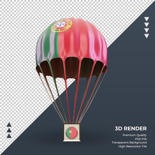 3d parachute portugal flag rendering front view