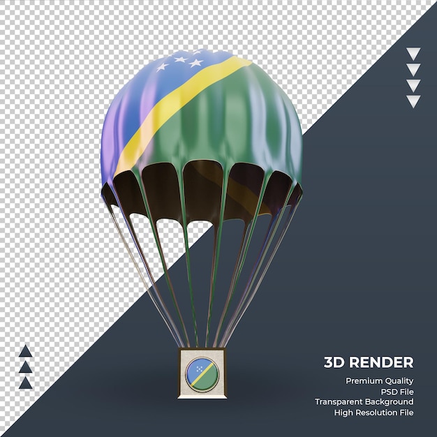 3dパラシュートソロモン諸島の旗のレンダリング正面図