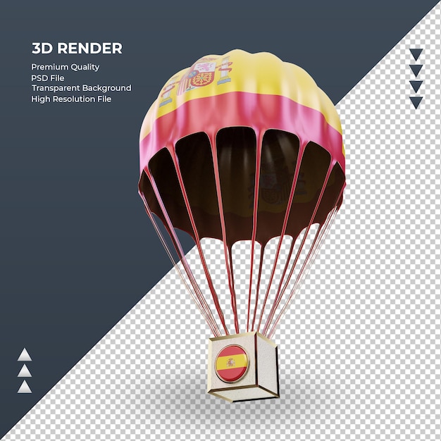 3d parachute spain flag rendering right view