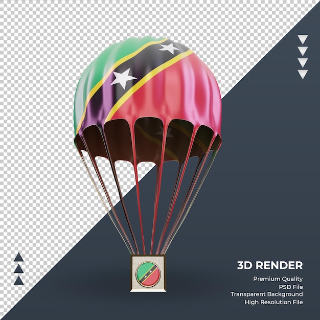 PSD 3d parachute st kitts and nevis flag rendering front view