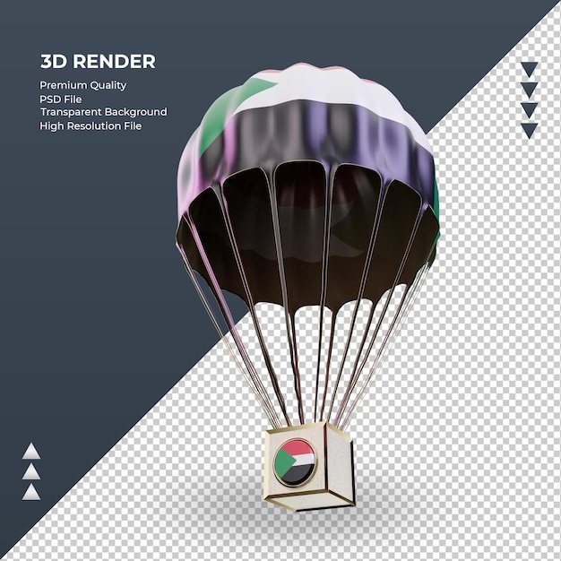 3d parachute sudan flag rendering right view