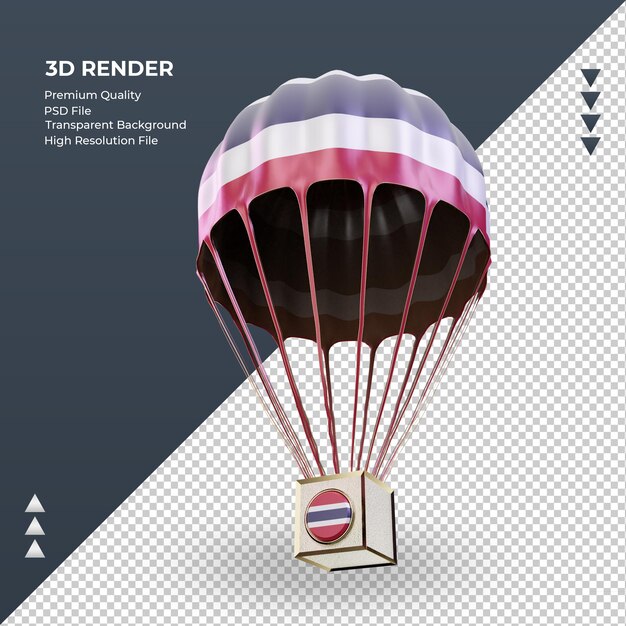 PSD 3dパラシュートタイ国旗レンダリング右ビュー