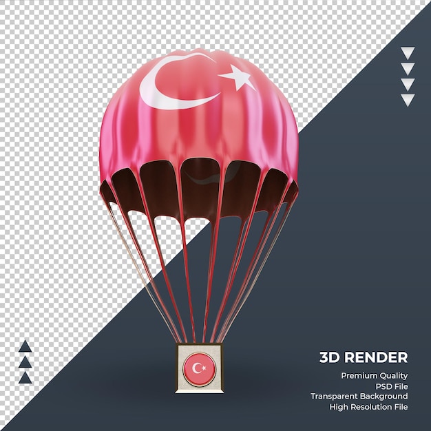 3d parachute turkije vlag rendering vooraanzicht