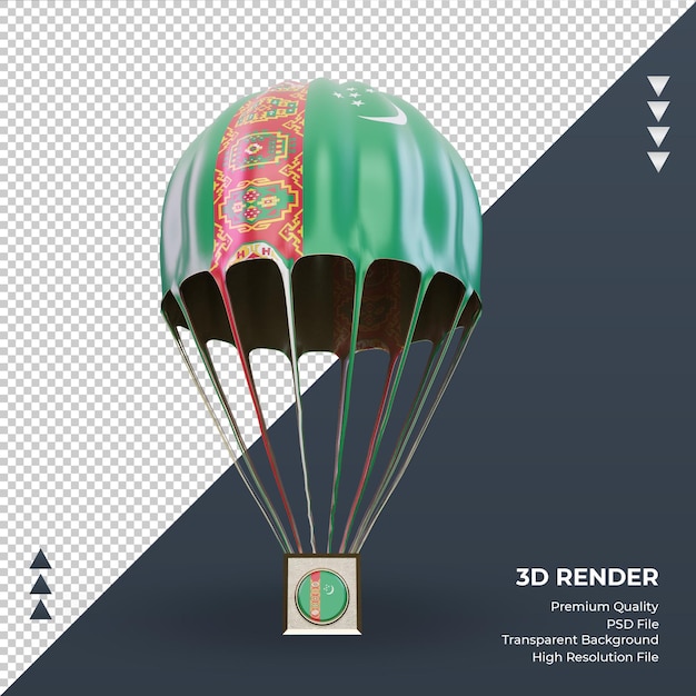 3d parachute turkmenistan flag rendering front view