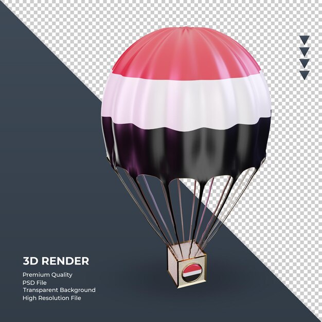 3d parachute yemen flag rendering left view