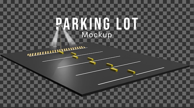 3d parking lot mockup at night