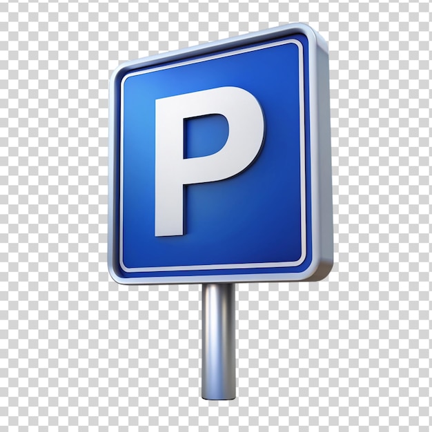 PSD 3d parking lot sign isolated on transparent background