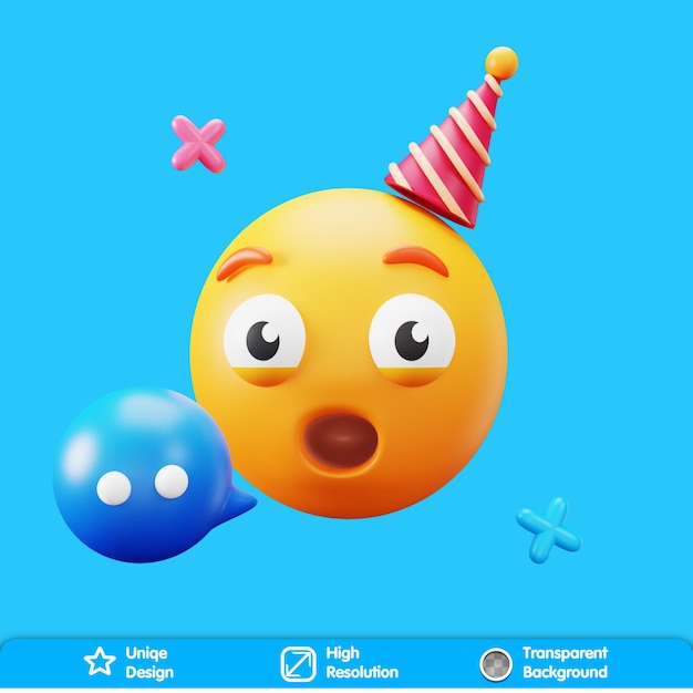 PSD chat con emoji per feste in 3d