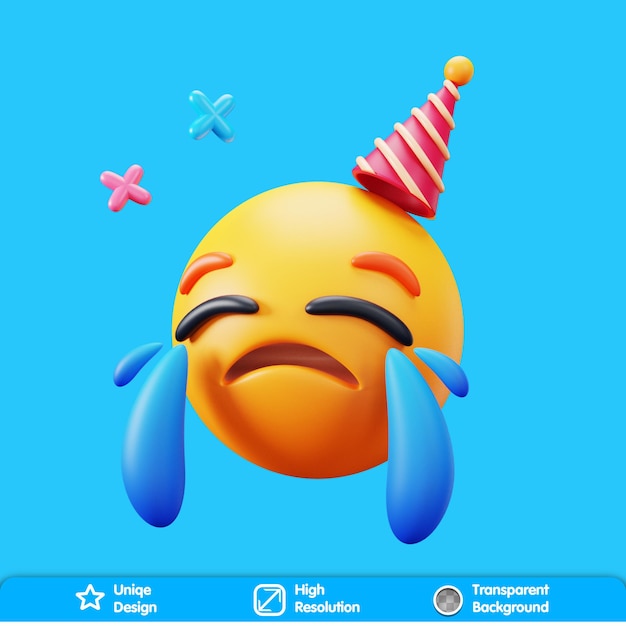 PSD festa emoji 3d piangere