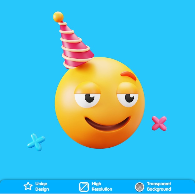 3D Party Emoji Pijany ze szkłem