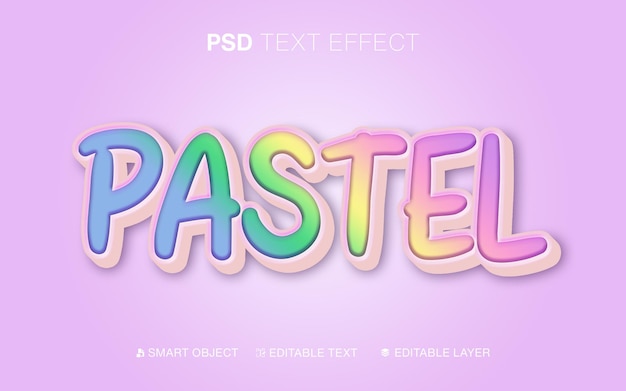 PSD 3d pastel color gradient editable text effect