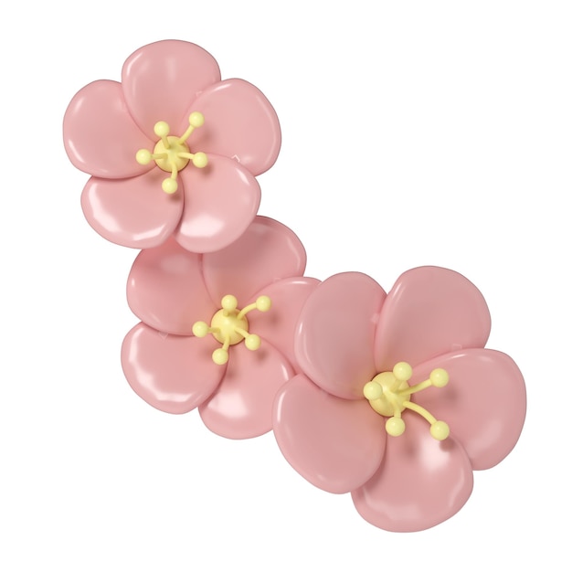 PSD 3d pastel roze hoek kersenbloemen botanische voorjaarsarrangement bloemen clip art boeket