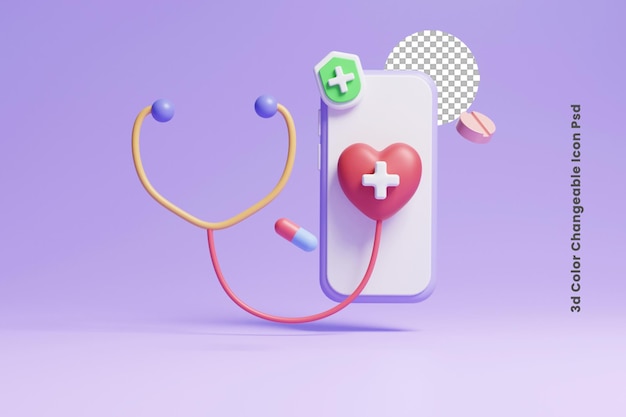 PSD 3d patient heart checkup concept icon