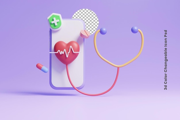 PSD 3d patient heart checkup concept icon