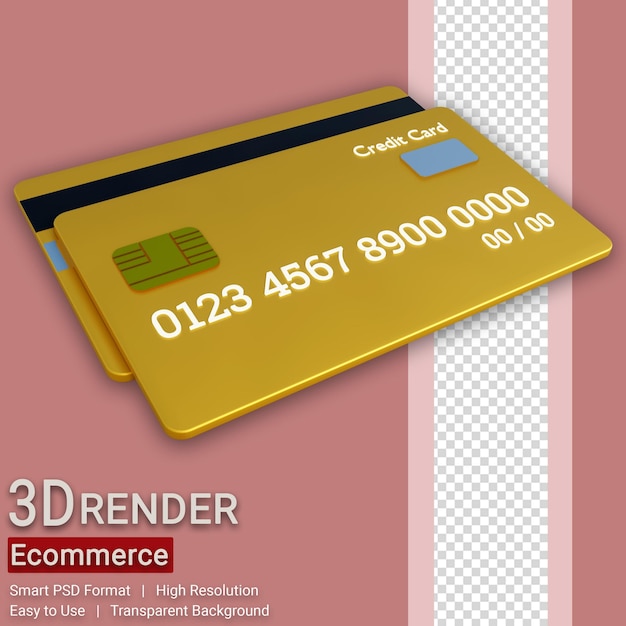 3d payment credit card isolated render with transparent background