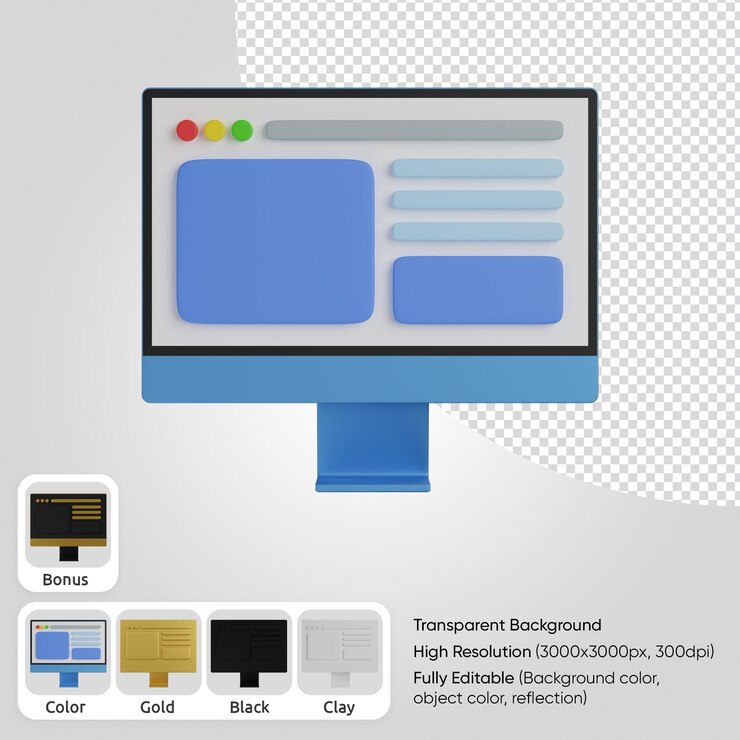PSD 3d pc med web layout