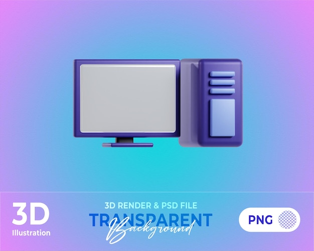 PSD 3d pc with transparent background