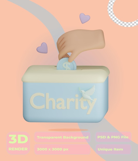 PSD 3d peace charity illustration with transparent background