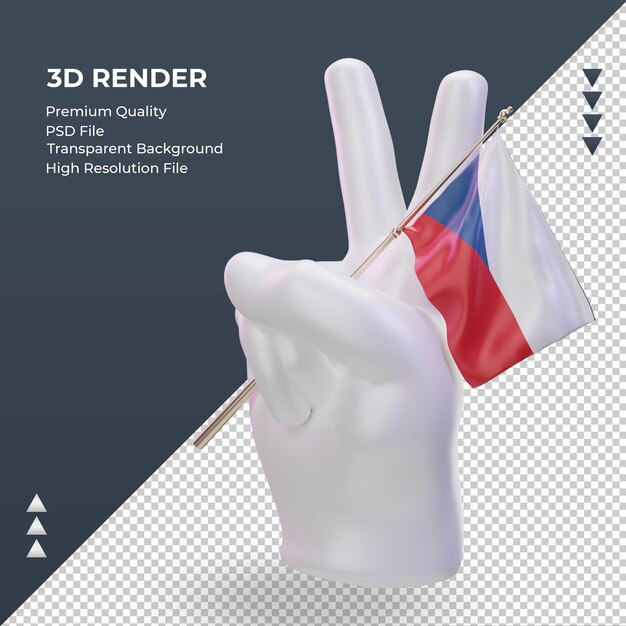 3d peace day Czech Republic flag rendering right view