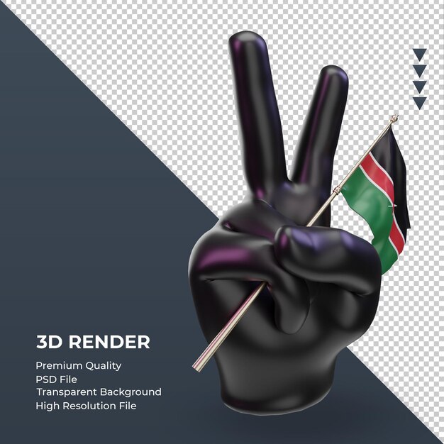 3d peace day kenya flag rendering left view