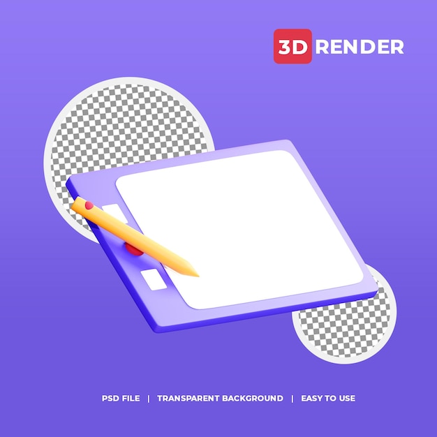 PSD 3d pen tablet icon with transparent background