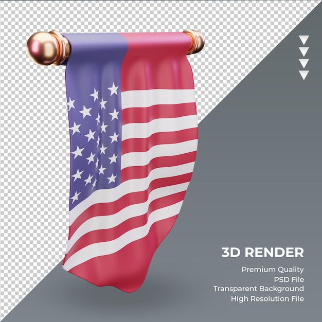 PSD 3d pennant america flag rendering right view