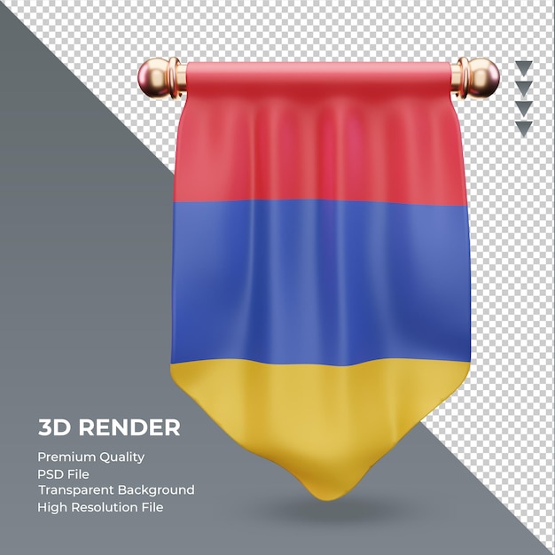 3d pennant bandiera dell'armenia rendering vista frontale