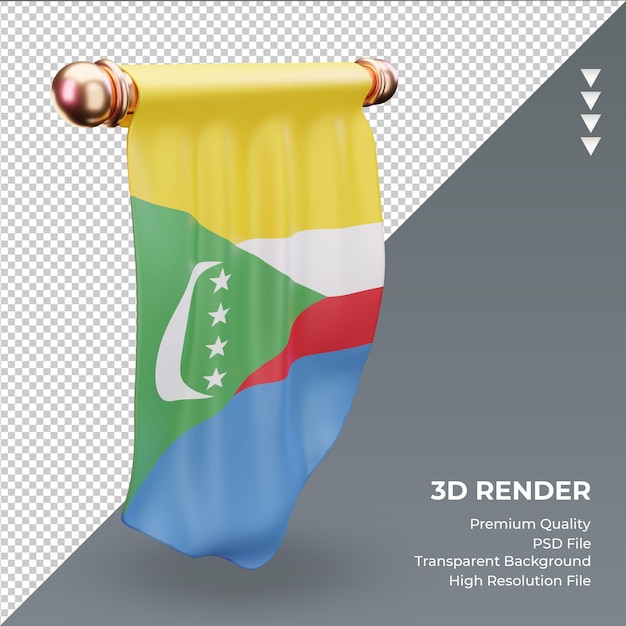 3d pennant comoros flag rendering right view