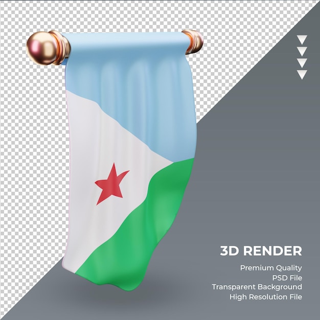 3d pennant djibouti flag rendering right view
