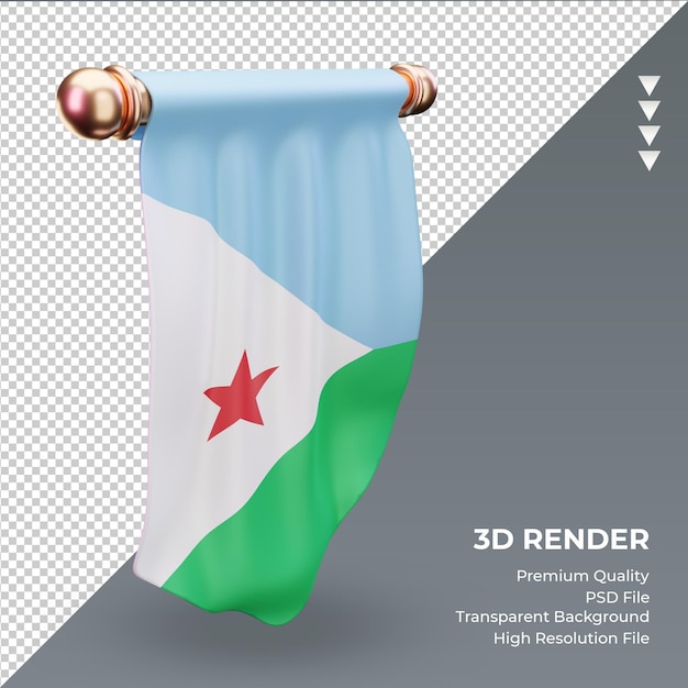 PSD 3dペナントジブチの旗のレンダリングの右側面図