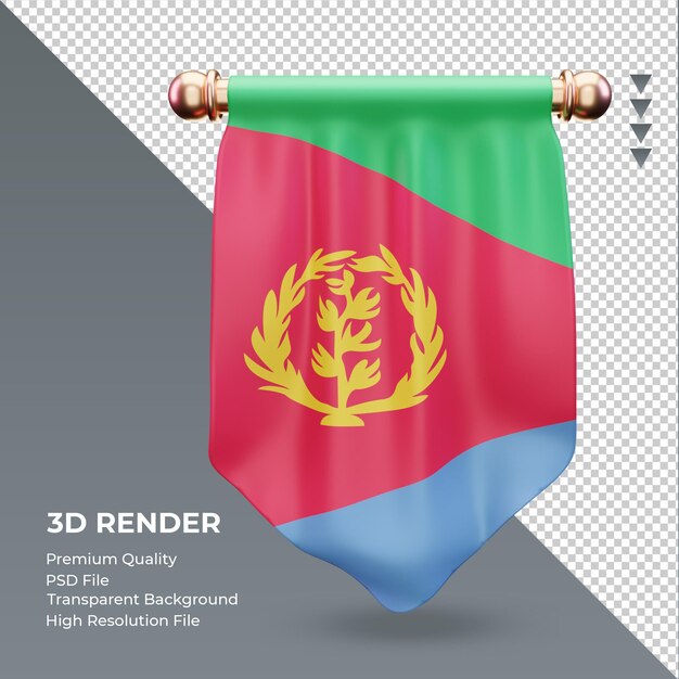 3d pennant bandiera eritrea rendering vista frontale